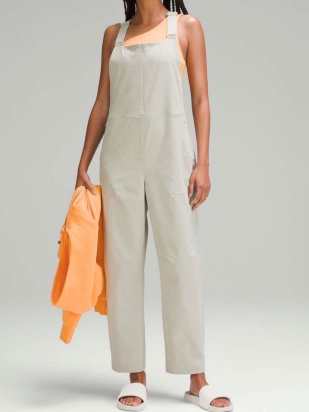 NWT Lululemon WovenAir Overalls Raw Linen Beige Relaxed Fit Jumpsuit 8